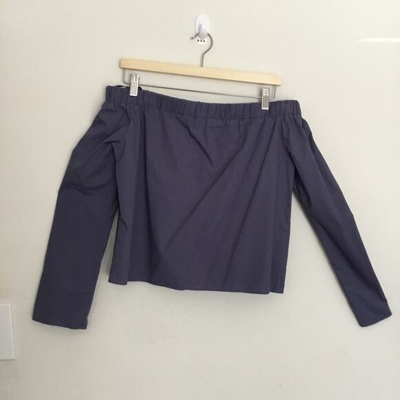 Marciano Maddie Poplin Off the Shoulder 100% Cotton Blue top Sz M - Picture 9 of 10